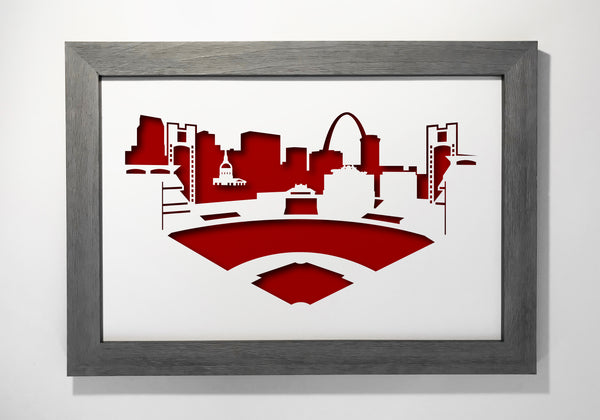 St. Louis Cardinals Busch Stadium ballpark redbirds baseball papercut 3D art makes a unique gift for wedding anniversary going away birthday office home decor Christmas corporate Valentine's Easter