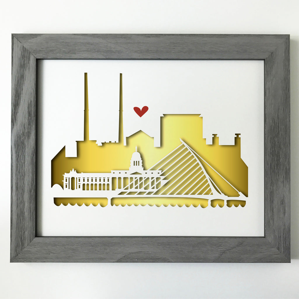 Dublin, Ireland Papercut artwork - 11x14"