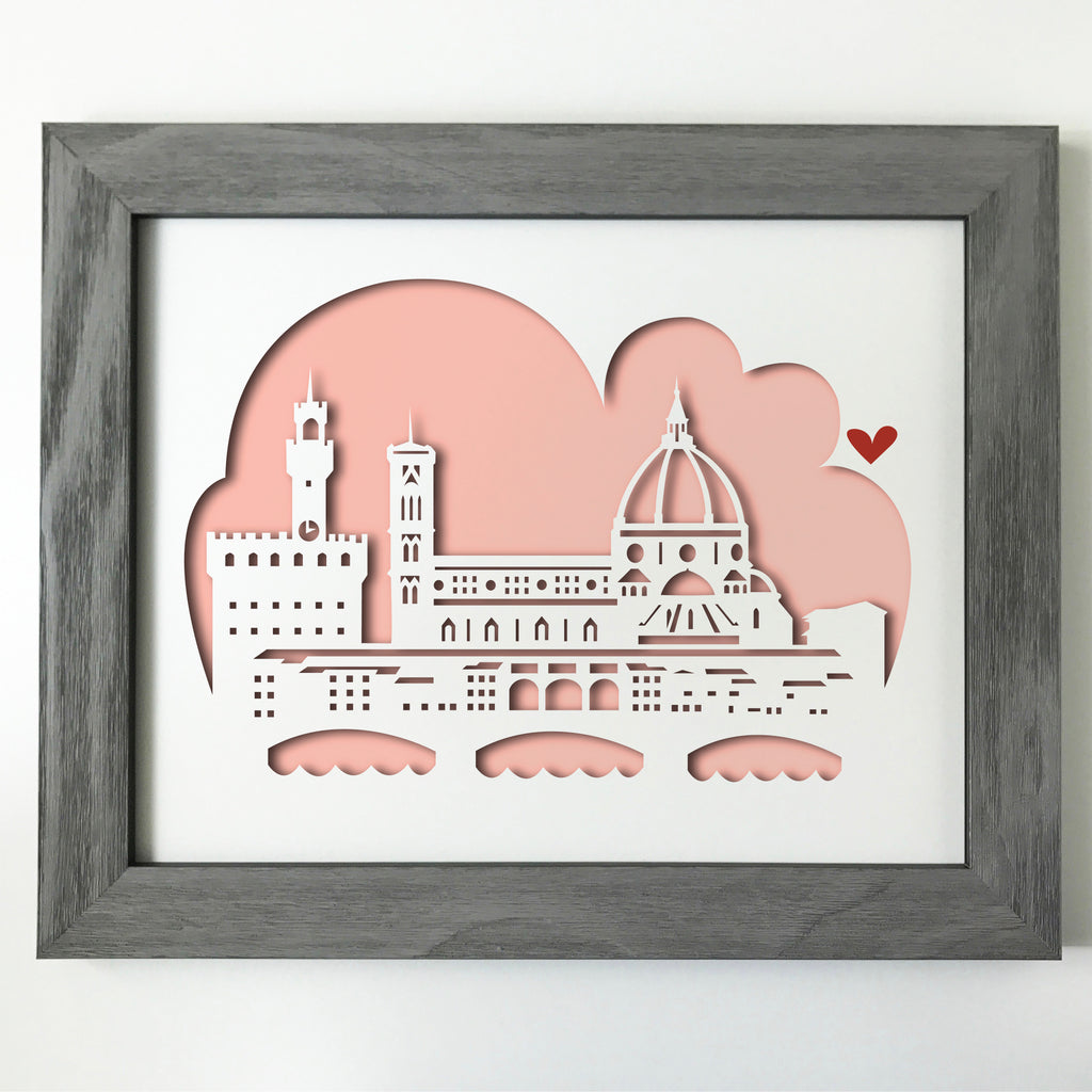 Florence, Italy Papercut artwork - 11x14"