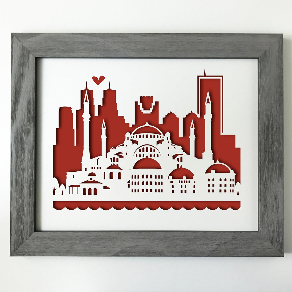 Istanbul, Turkey Papercut artwork - 11x14"