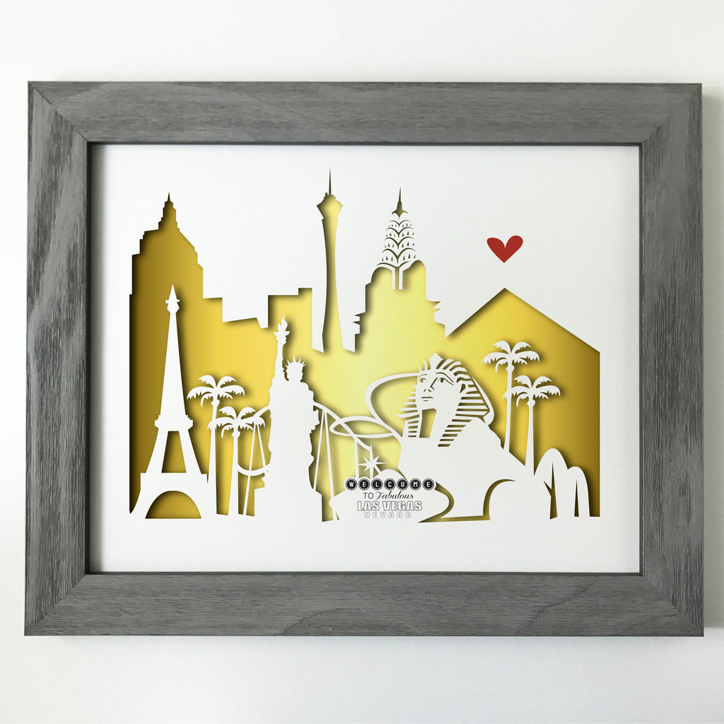Las Vegas, Nevada Papercut artwork - 11x14"