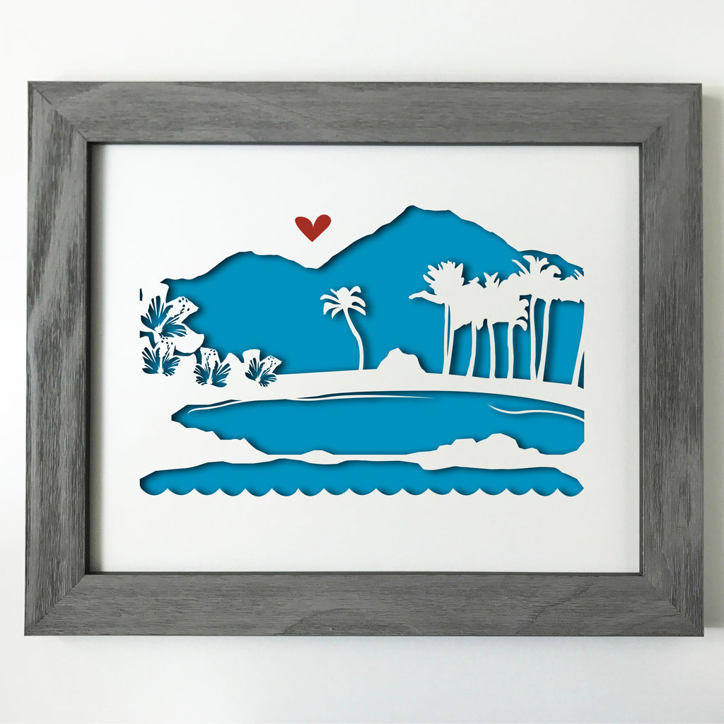 Maui, Hawaii Papercut artwork - 11x14"