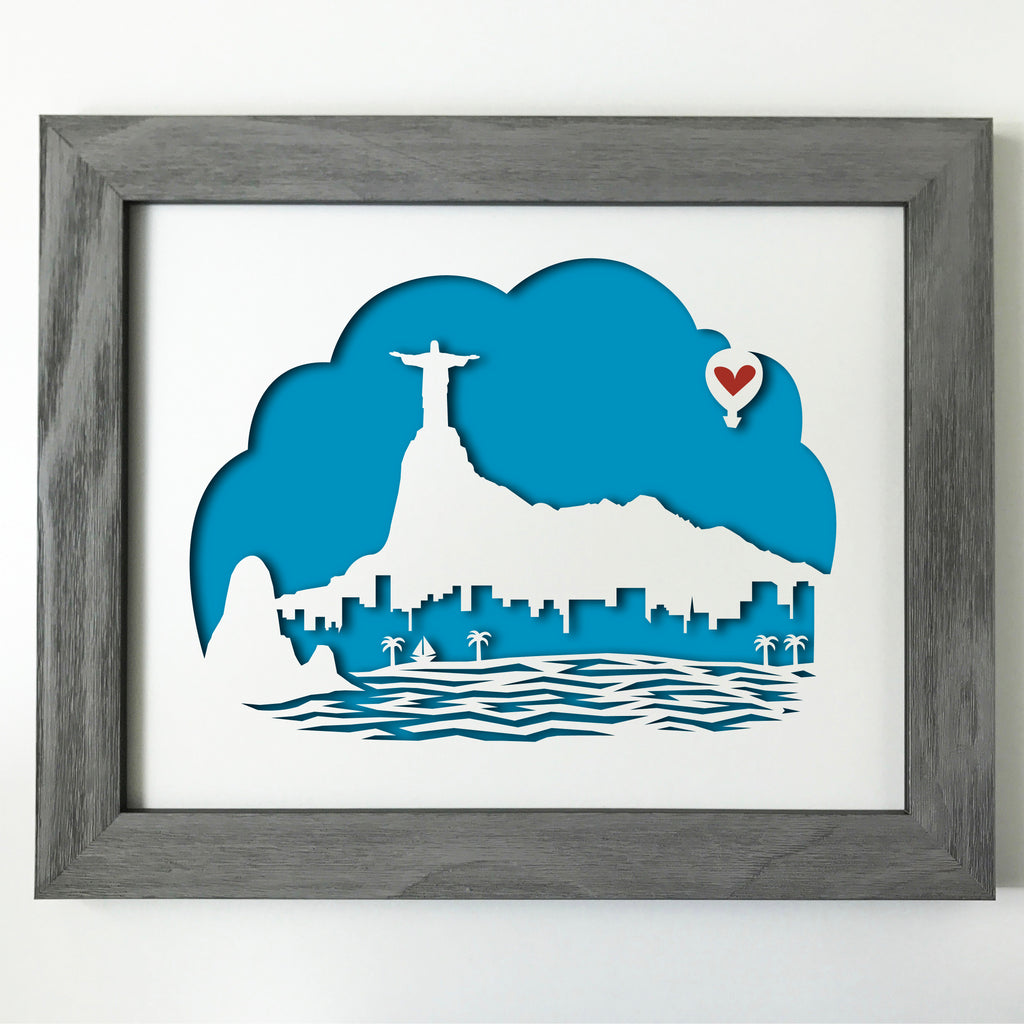 Rio de Janeiro, Brasil - Papercut artwork - 11x14"