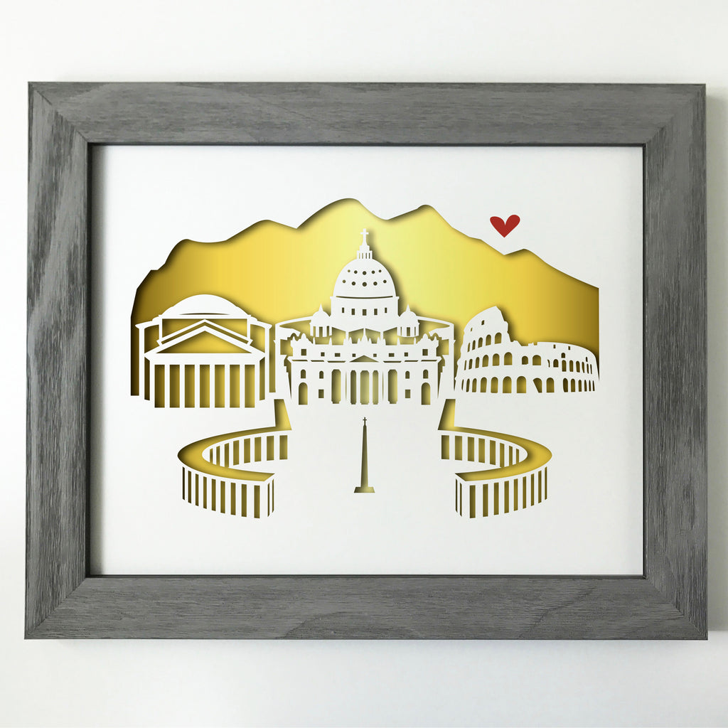 Rome, Italy Papercut artwork - 11x14"