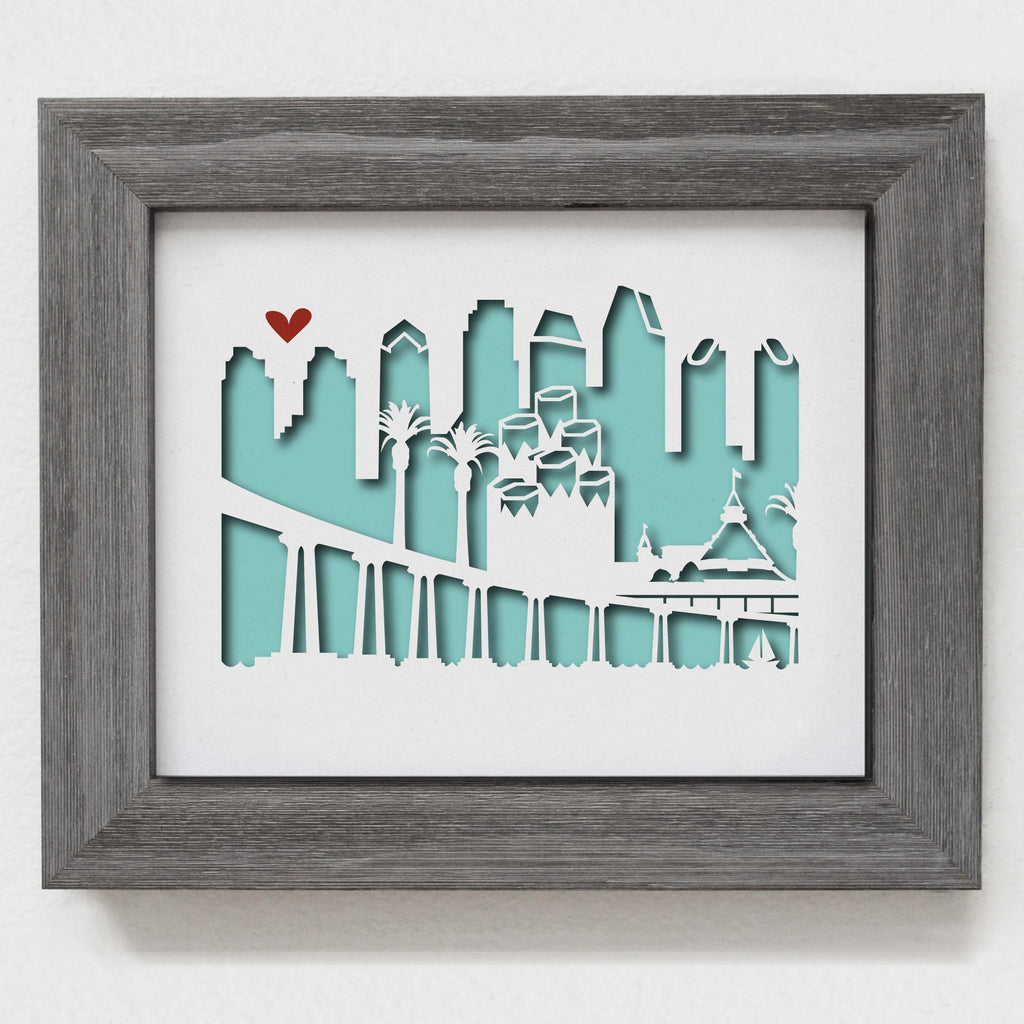 San Diego - 8x10" papercut wall art