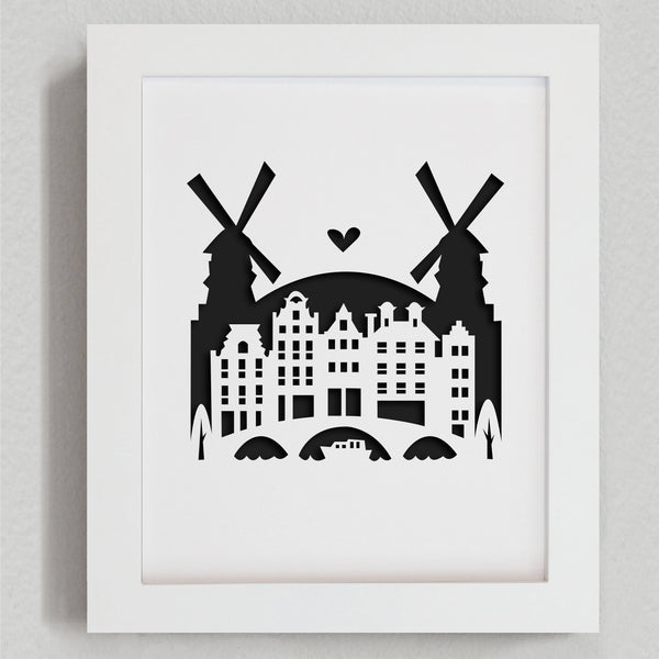 Amsterdam - 8x10" papercut artwork
