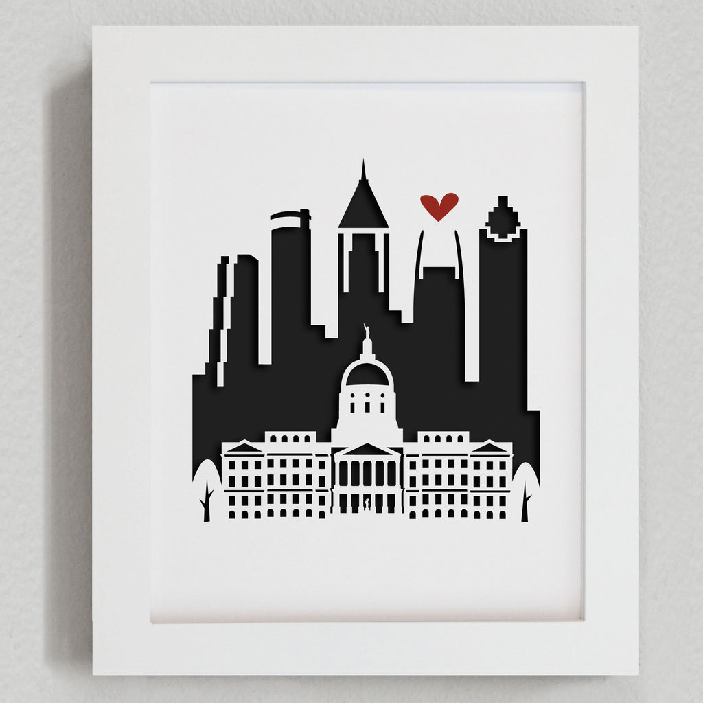 Atlanta city skyline cityscape papercut 3D artwork make a unique gift for wedding anniversary going away birthday office home decor Christmas corporate Valentine's Easter