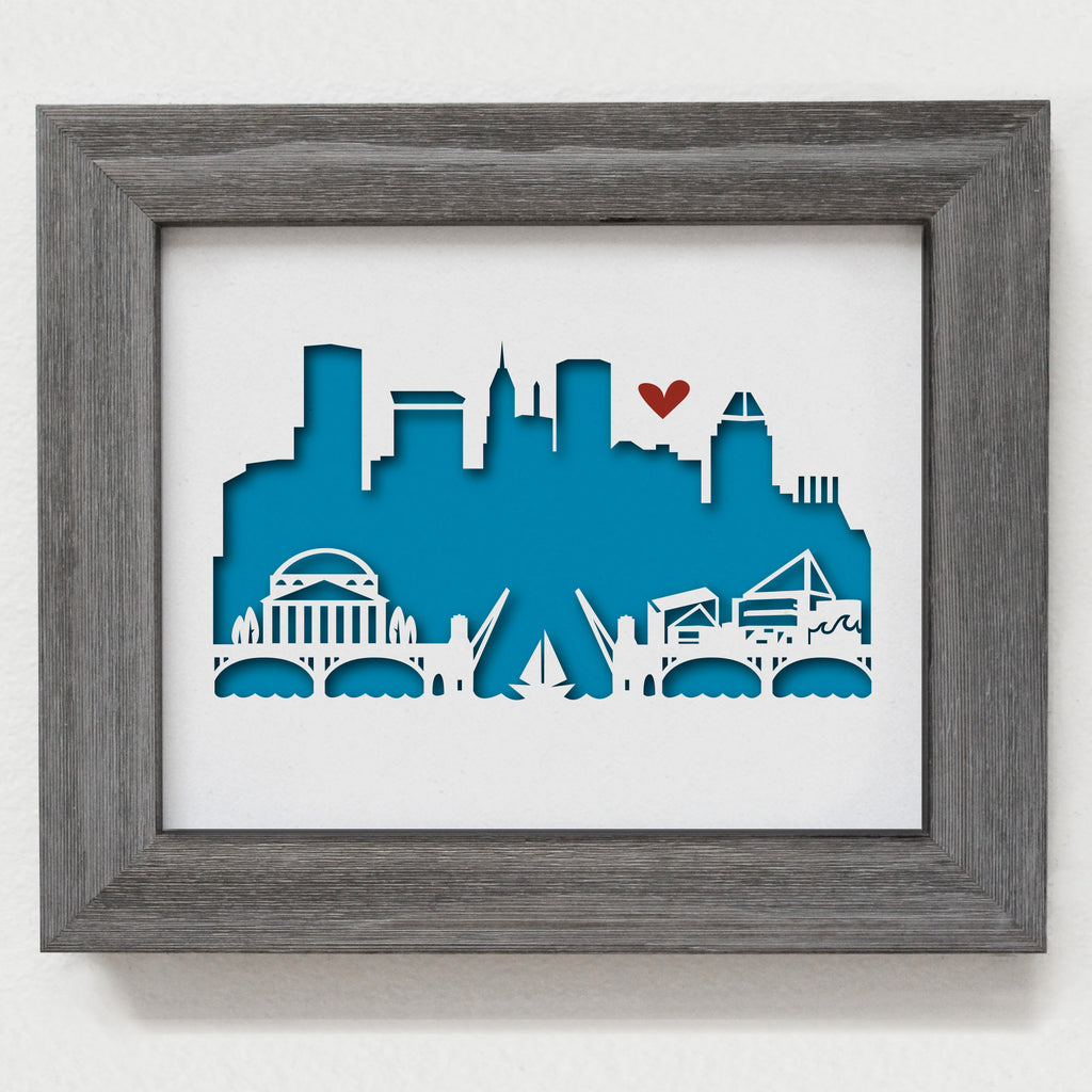 Baltimore city skyline cityscape papercut 3D artwork make a unique gift for wedding anniversary going away birthday office home decor Christmas corporate Valentine's Easter