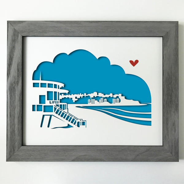 Bondi Beach with Ben Buckler city skyline cityscape papercut 3D art makes a unique gift for wedding anniversary going away birthday office home decor Christmas corporate Valentine's Easter