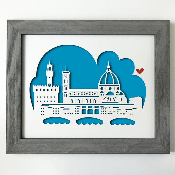 Florence, Italy Papercut artwork - 11x14"
