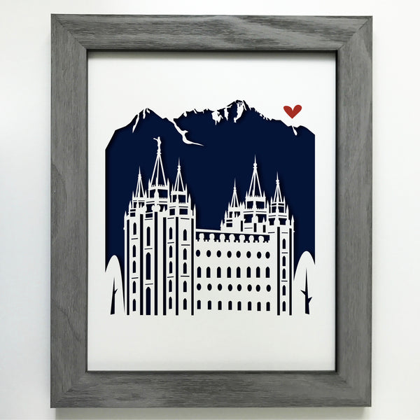 Salt Lake Temple Papercut artwork - 11x14"