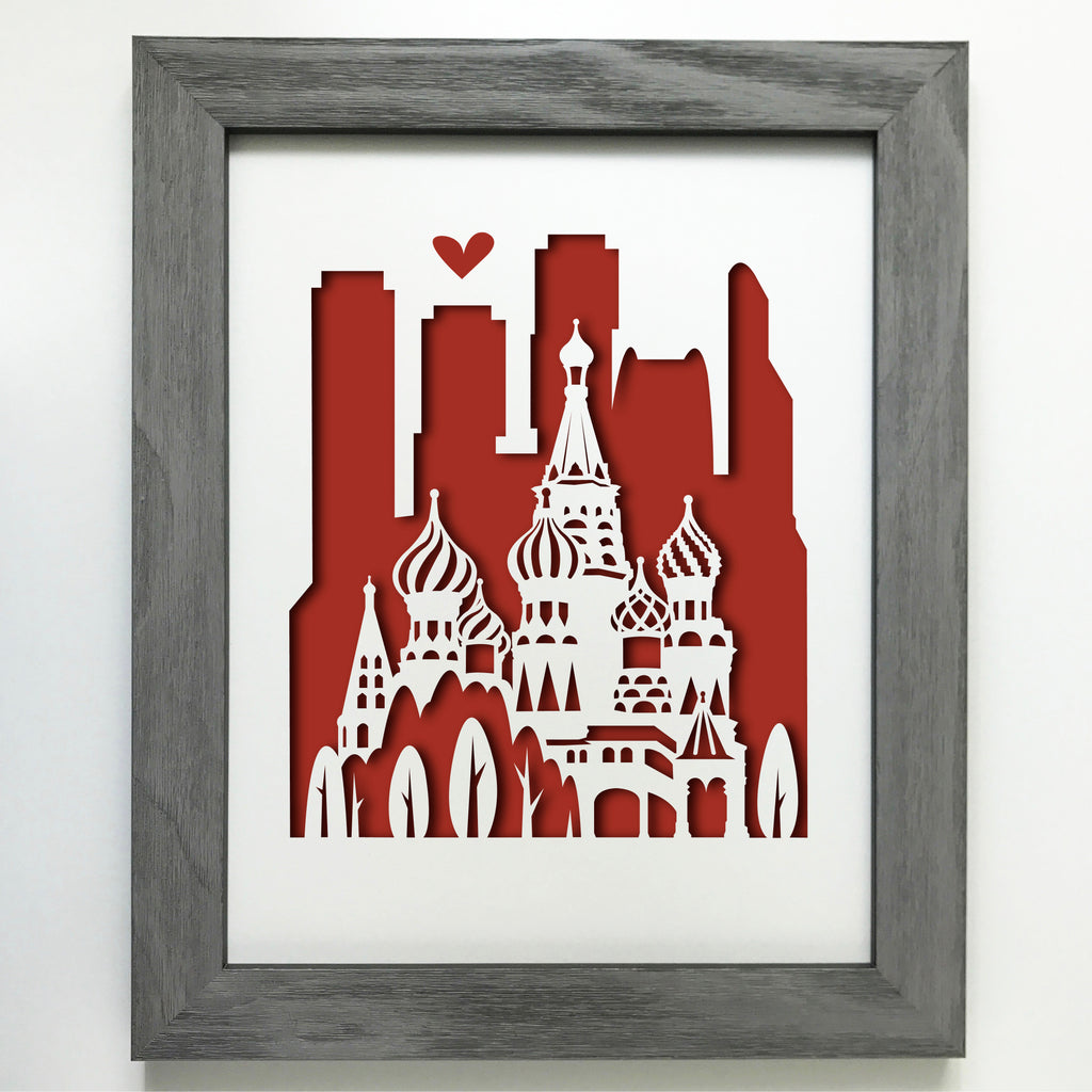 Moscow, Russia Papercut artwork - 11x14"