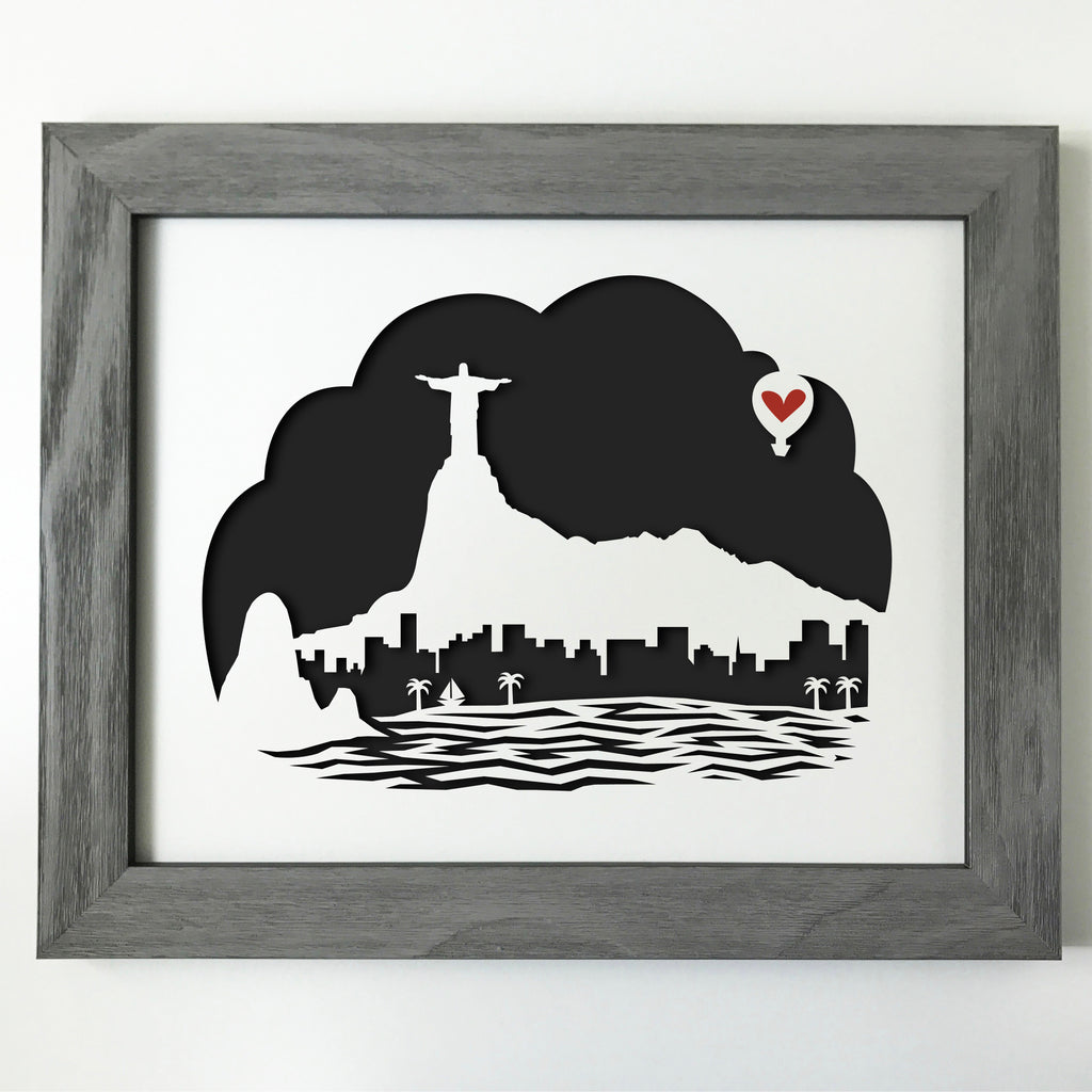 Rio de Janeiro, Brasil - Papercut artwork - 11x14"