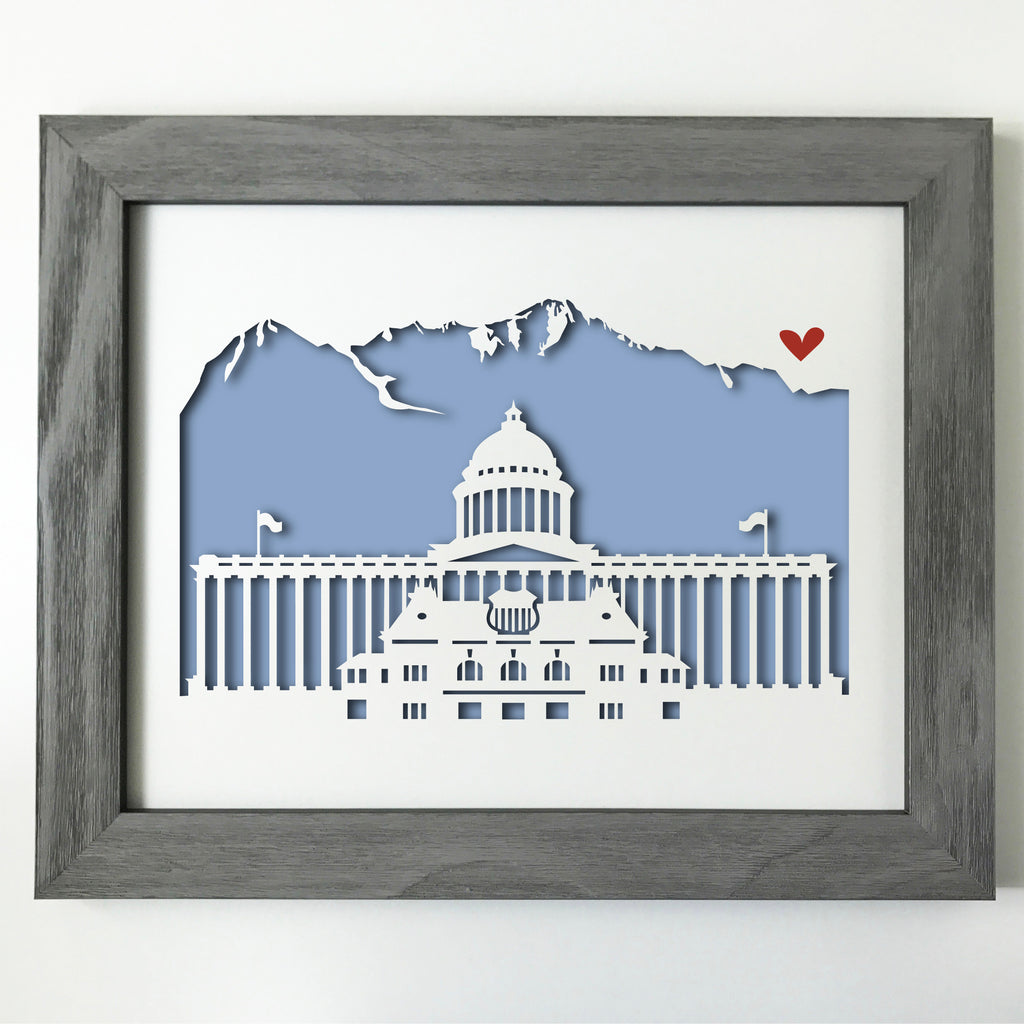 Salt Lake City  Papercut artwork - 11x14"