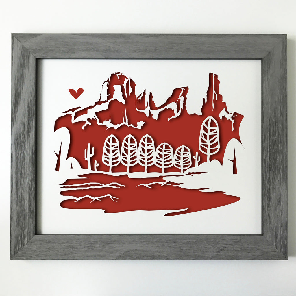 Sedona, Arizona Papercut artwork - 11x14"