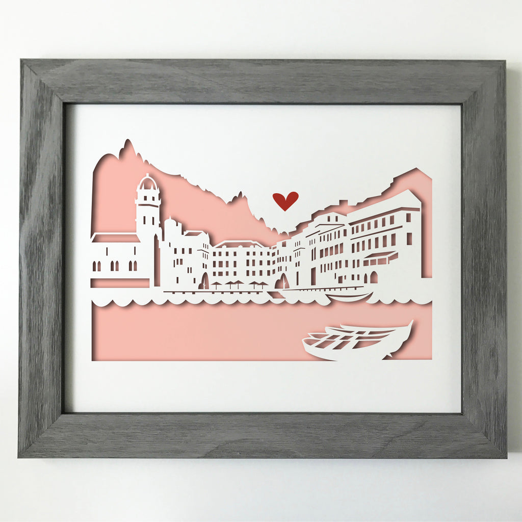 Vernazza, Italy  Papercut artwork - 11x14"